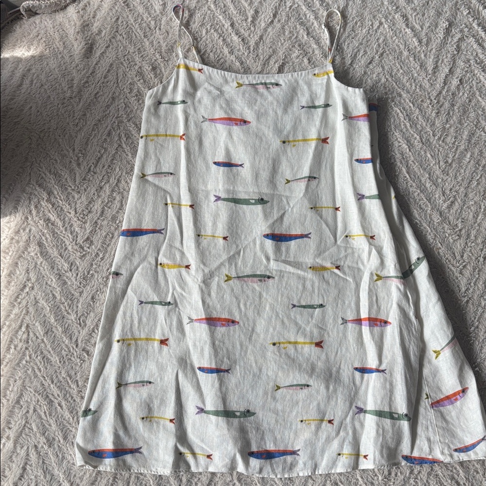 STAUD Laura Linen Colorful Fish Print Mini Dress XS - Picture 5 of 5